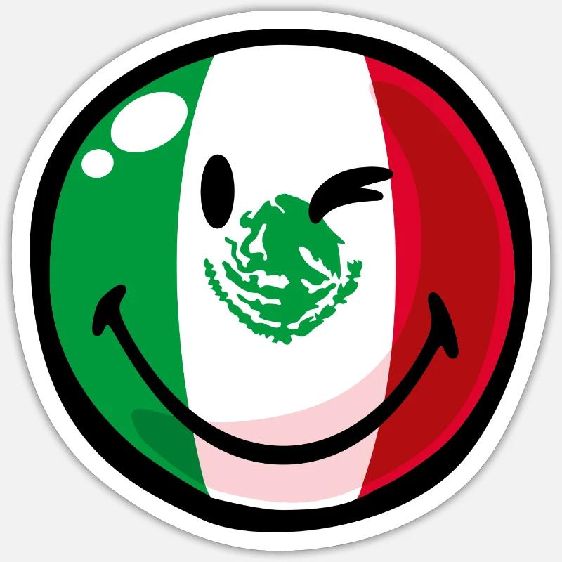 Smiley Mexico - Sticker formato S (10 x 10 cm) - bianco opaco