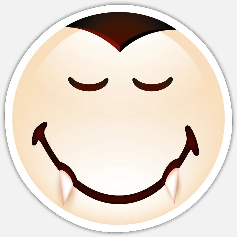 Smiley Halloween Dracula - Sticker taille S (10 x 10 cm) - blanc mat