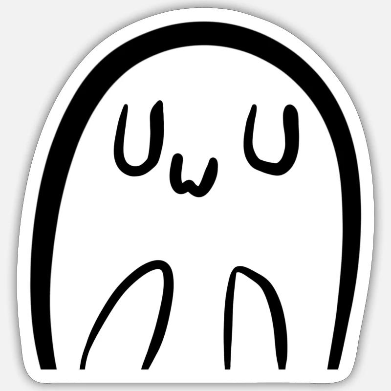 Fantôme UwU mignon - Sticker taille S (10 x 10 cm) - blanc mat