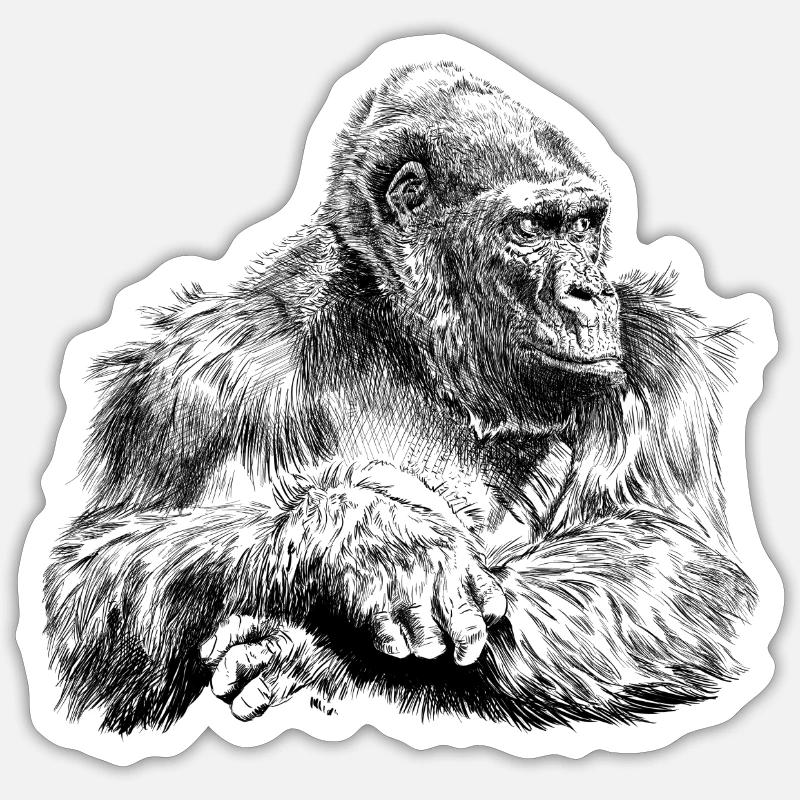 gorilla - Sticker taille S (10 x 10 cm) - blanc mat