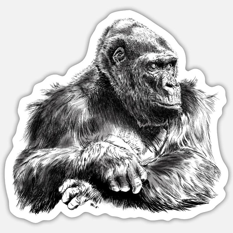 gorilla - Sticker taille S (10 x 10 cm) - blanc mat