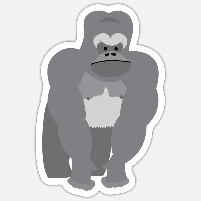 Gorille des grands singes - Sticker taille S (10 x 10 cm) - blanc mat