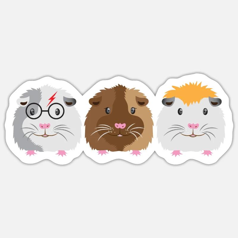 Trois petits cochons d'Inde Sticker taille S (10 x 10 cm)