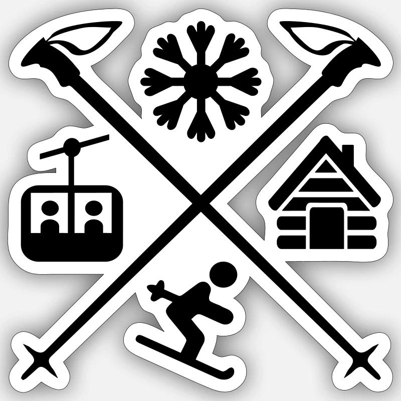 ski - Sticker size S (10 x 10 cm) - white matte