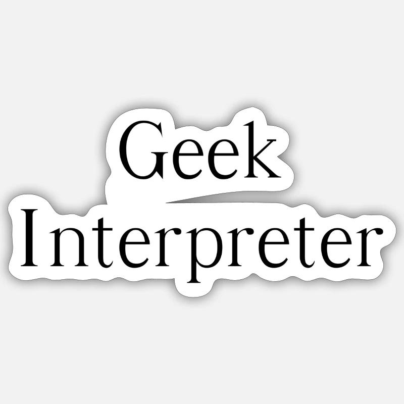 Interprète geek - Sticker taille S (10 x 10 cm) - blanc mat