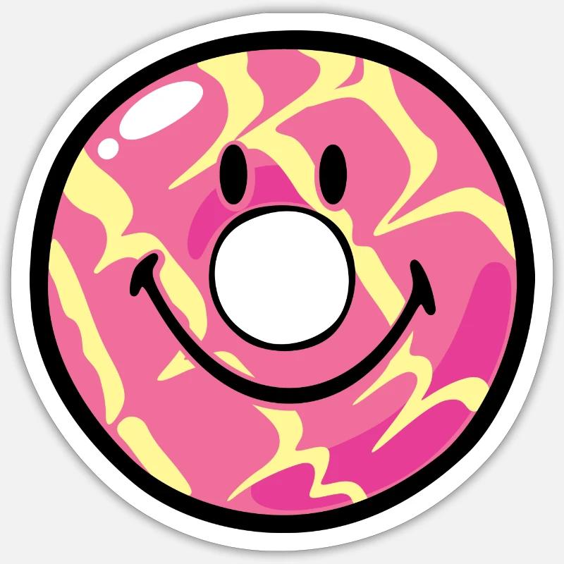 Smiley Donut Vanilla Ripple - Sticker taille S (10 x 10 cm) - blanc mat