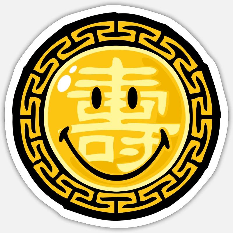 Smiley kinesisk stjernetegn - Sticker størrelse S (10 x 10 cm) - mat hvid