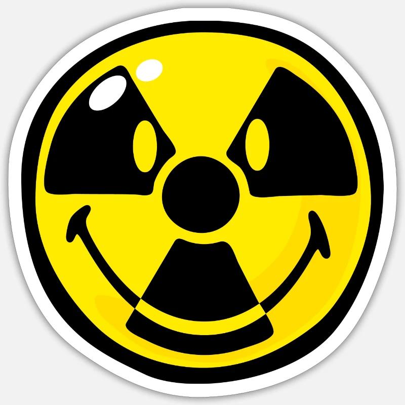 Smiley Radioactive - Sticker taille S (10 x 10 cm) - blanc mat