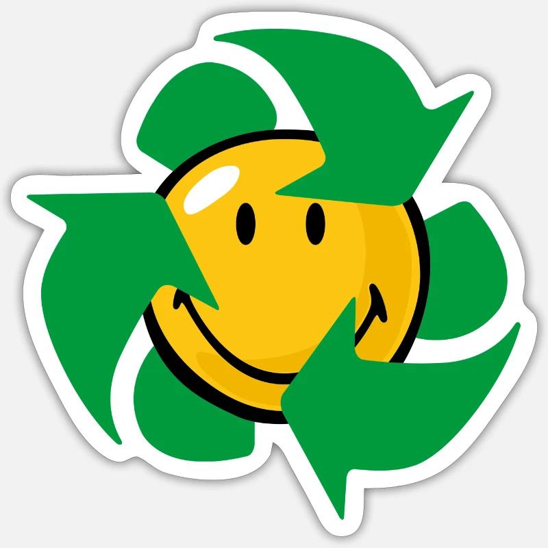 Smiley Recycle - Sticker size S (10 x 10 cm) - white matte