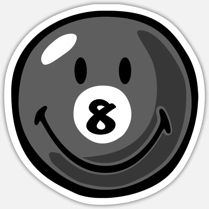 Smiley Pool Ball 8 - Sticker size S (10 x 10 cm) - white matte