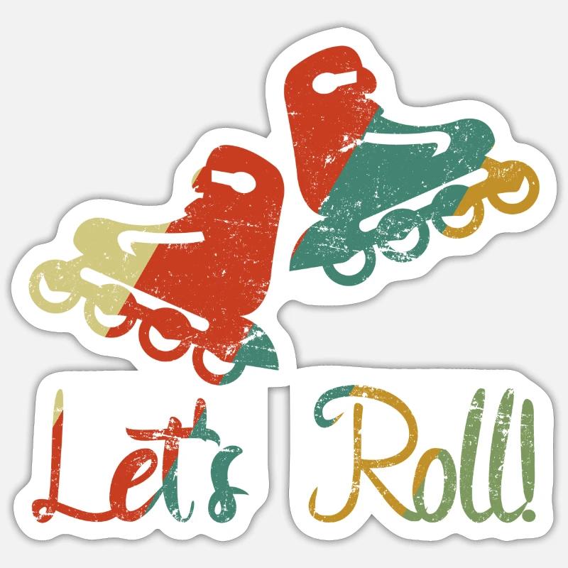 Inline Skating Inline Roller Skates Retro Vintage - Sticker size S (10 x 10 cm) - white matte