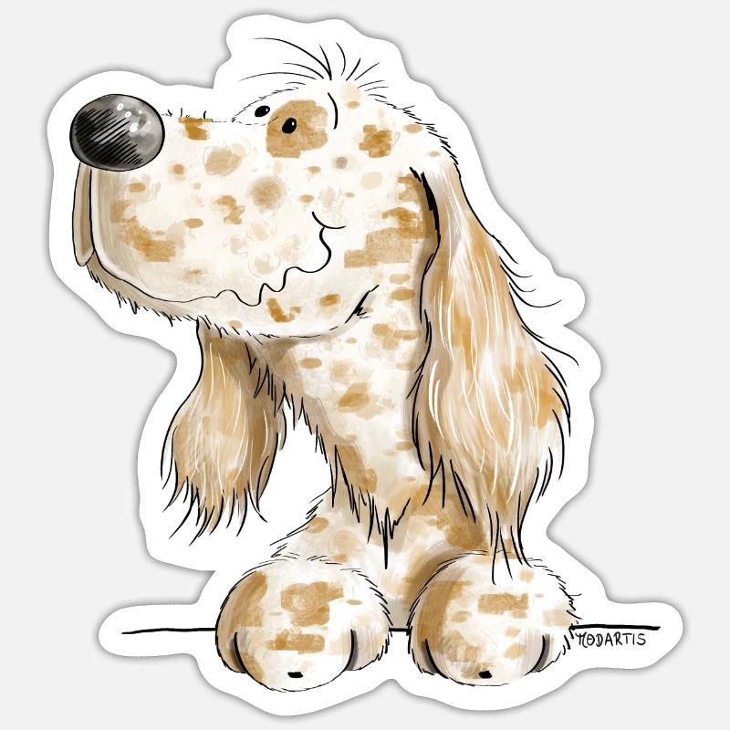 Englischer Setter Kopf I Hunde Comic Geschenk - Sticker Größe S (10 x 10 cm) - Mattweiß