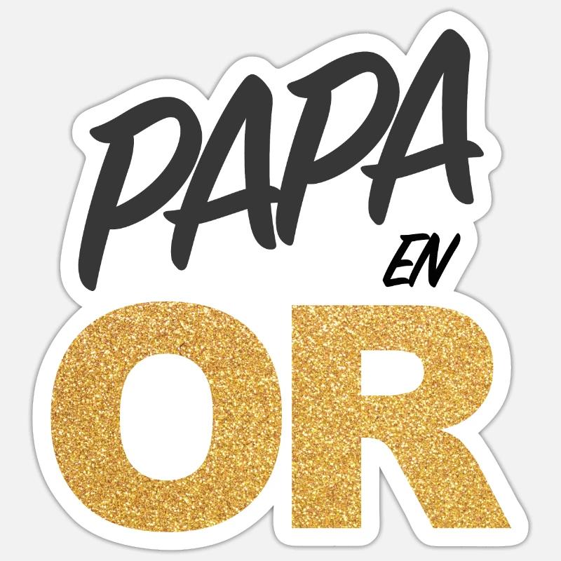 Papa en Or - Sticker taille S (10 x 10 cm) - blanc mat