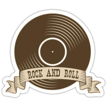 Rock n Roll Rock Rock and Roll Musik Vinyl - Sticker Größe S (10 x 10 cm) - Mattweiß - Vorne