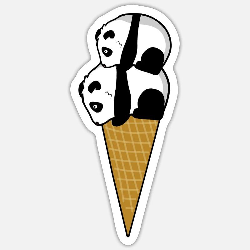 Funny panda polar bear ice cream gift - Sticker size S (10 x 10 cm) - white matte
