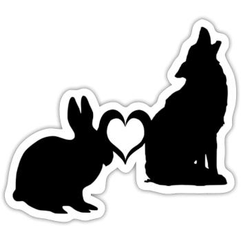 Wolf loves bunny animal nature gift - Sticker size S (10 x 10 cm) - white matte - Front