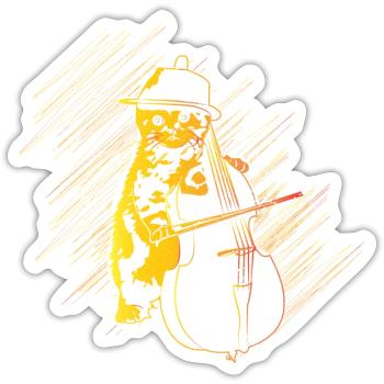 Cadeau de violoncelle chat - Sticker taille S (10 x 10 cm) - blanc mat - Devant