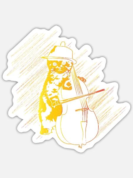 Cat cello gift - Sticker size S (10 x 10 cm) - white matte