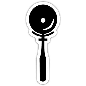 Pizzaschneider - Sticker Größe S (10 x 10 cm) - Mattweiß - Vorne