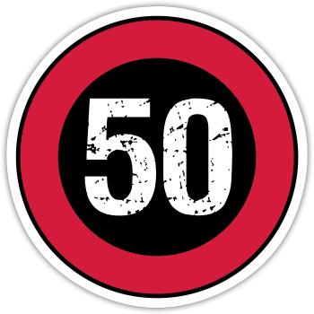 Bouclier 50 anniversaire vintage - Sticker taille S (10 x 10 cm) - blanc mat - Devant