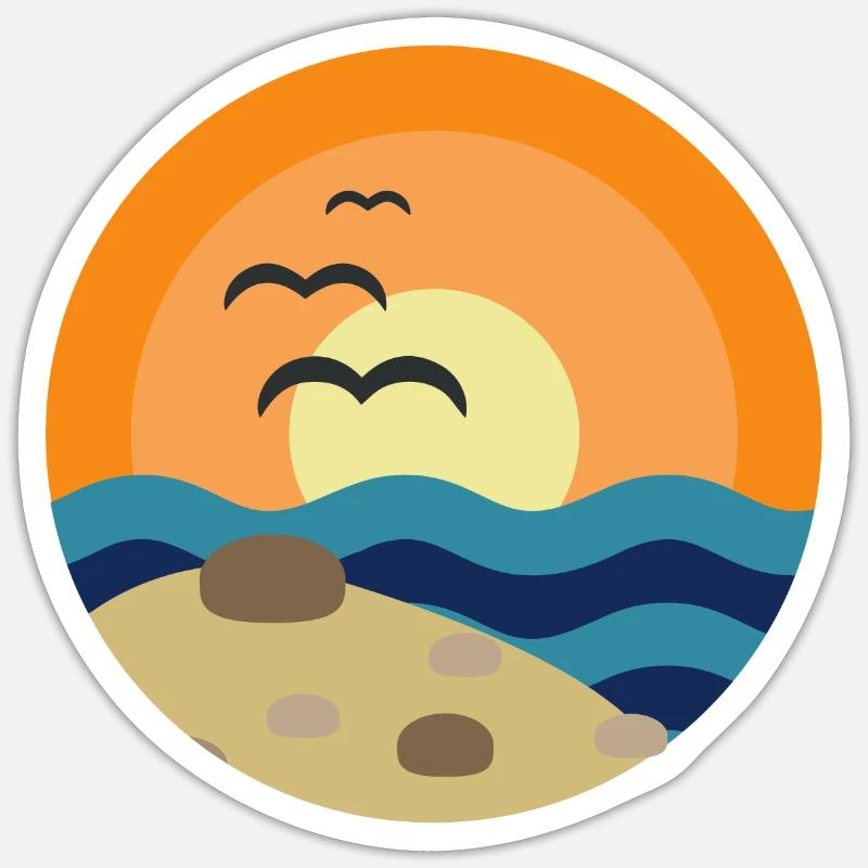 plage - Sticker taille S (10 x 10 cm) - blanc mat
