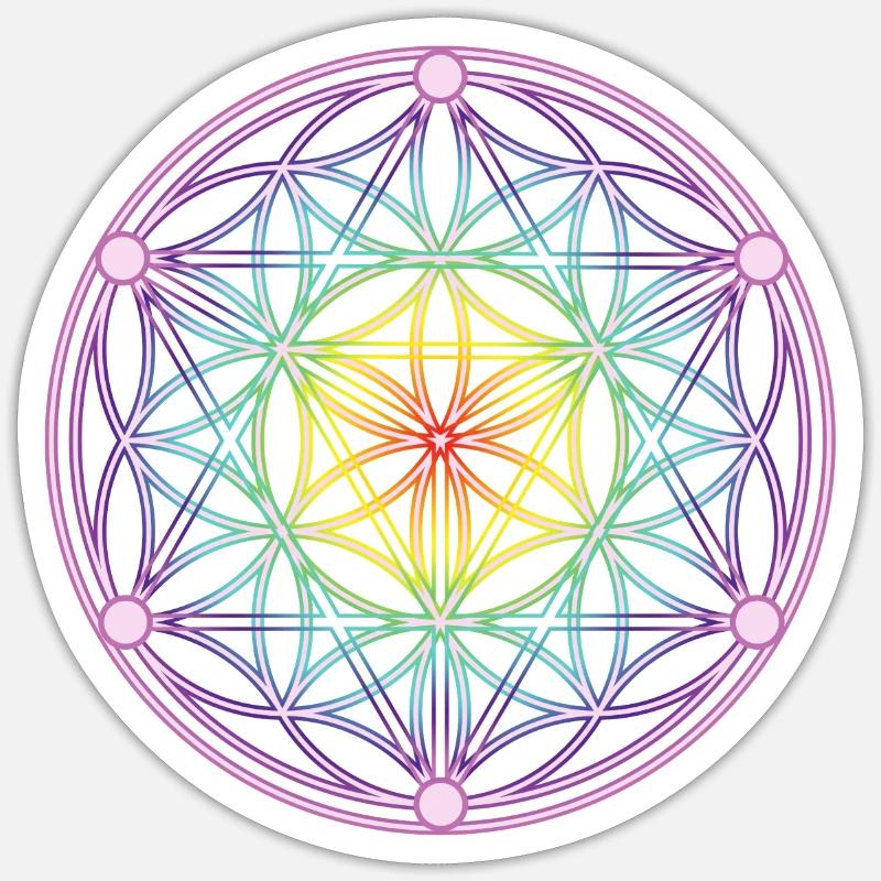 Graine de vie et tétraèdre - Sticker taille S (10 x 10 cm) - blanc mat