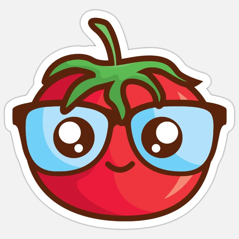 Tomate Tom - Sticker Größe S (10 x 10 cm) - Mattweiß