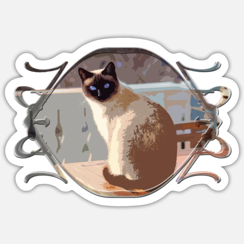 Chat, chat, chat - Sticker taille S (10 x 10 cm) - blanc mat