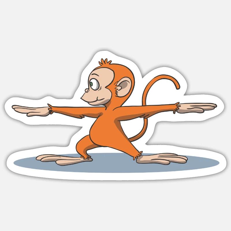 Monkey Yoga Warrior 2 pose Sticker size S (10 x 10 cm)