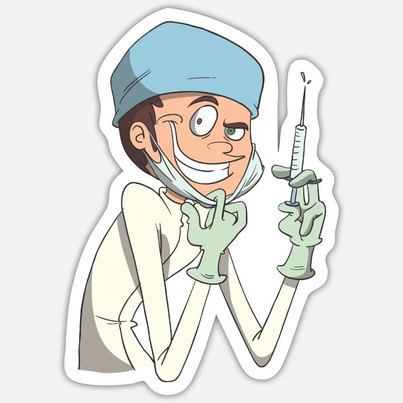 Siringa per anestesia per infermiere - Sticker formato S (10 x 10 cm) - bianco opaco