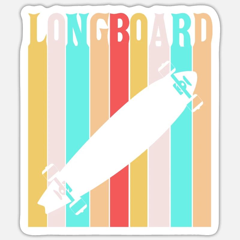 longboard - Sticker taille S (10 x 10 cm) - blanc mat