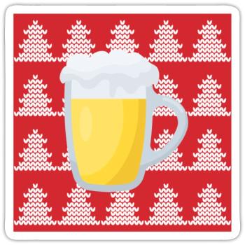 Ugly Christmas Bier - Sticker Größe S (10 x 10 cm) - Mattweiß - Vorne