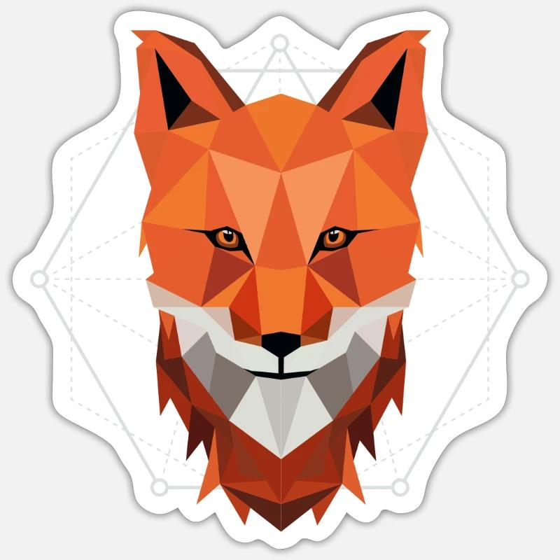Renard low poly Sticker taille S (10 x 10 cm)
