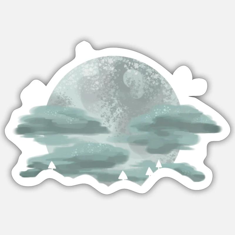 Full moon night - Sticker size S (10 x 10 cm) - white matte