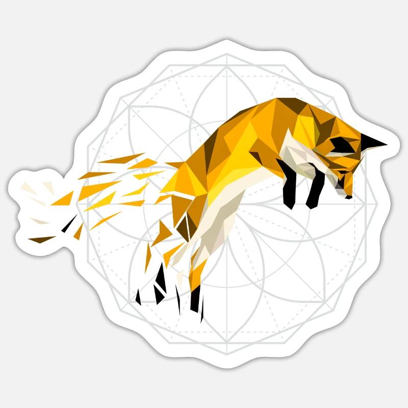 Fuchs geometrisch - Sticker Größe S (10 x 10 cm) - Mattweiß