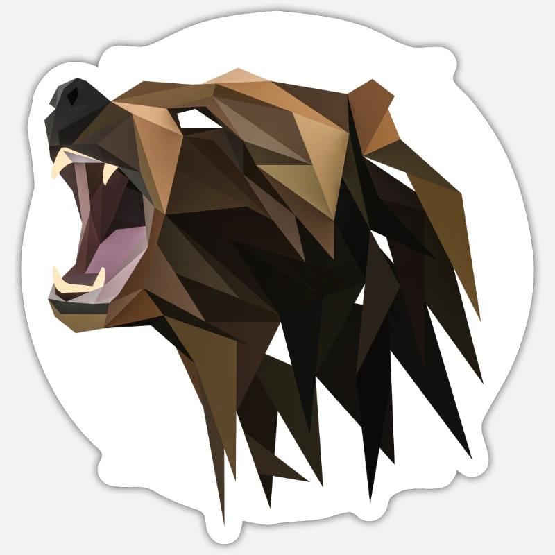Bear brown bear Abstract polygon geometric gift Sticker size S (10 x 10 cm)