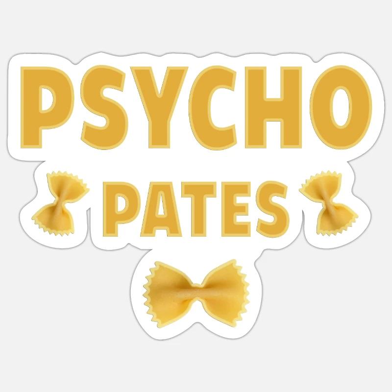 Design Pasta Psycho Fun - Sticker taille S (10 x 10 cm) - blanc mat