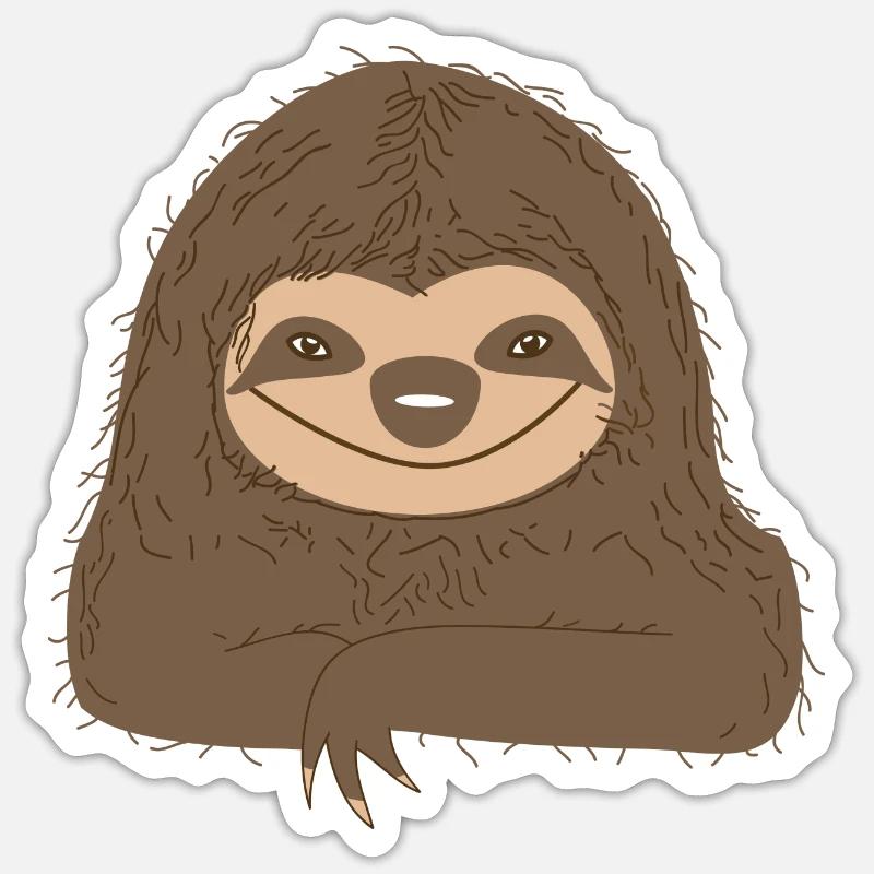 Faultier (b) - Sticker Größe S (10 x 10 cm) - Mattweiß