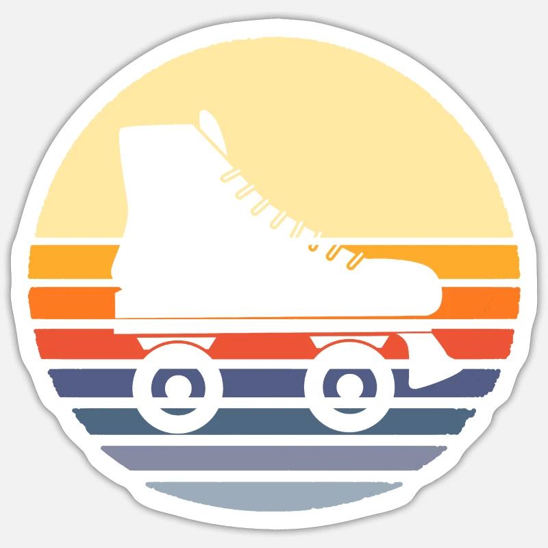 Retro Roller Inline Girl Inline Skates Skate - Sticker size S (10 x 10 cm) - white matte