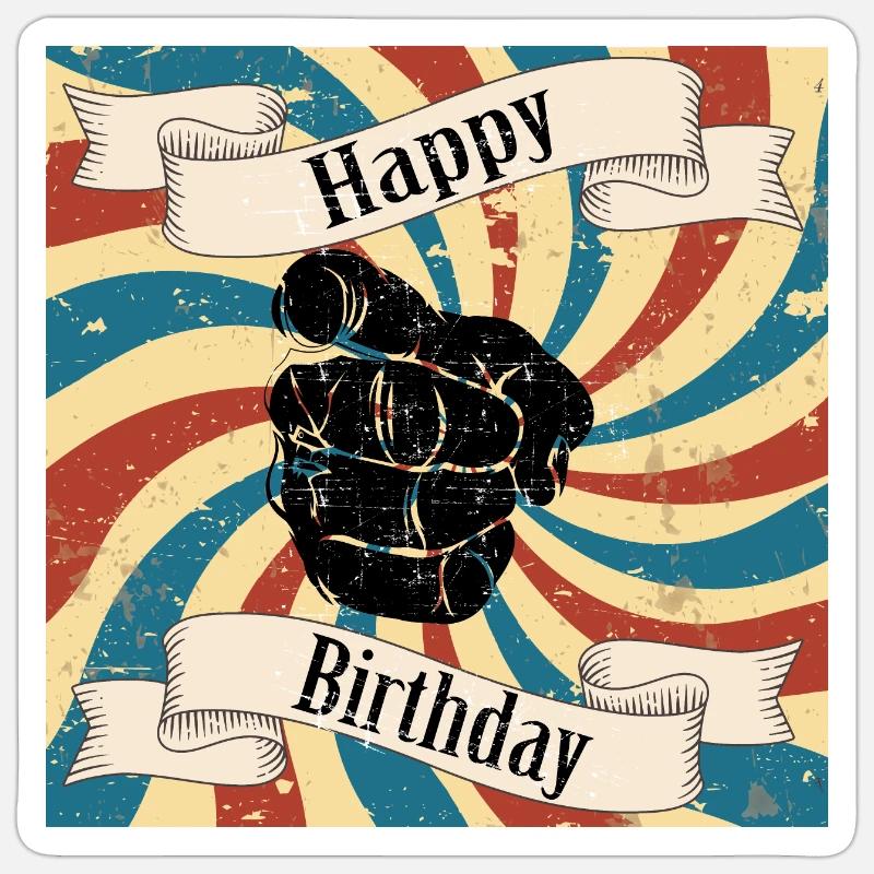 Joyeux anniversaire - Sticker taille S (10 x 10 cm) - blanc mat