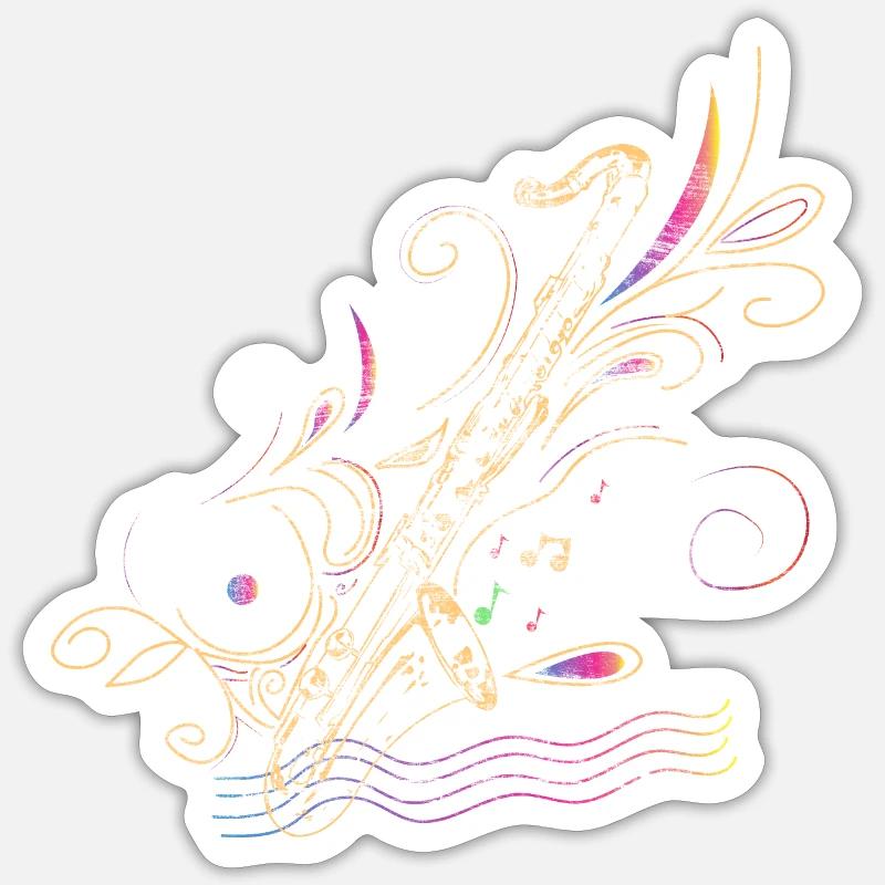 Idée cadeau clarinette basse - Sticker taille S (10 x 10 cm) - blanc mat
