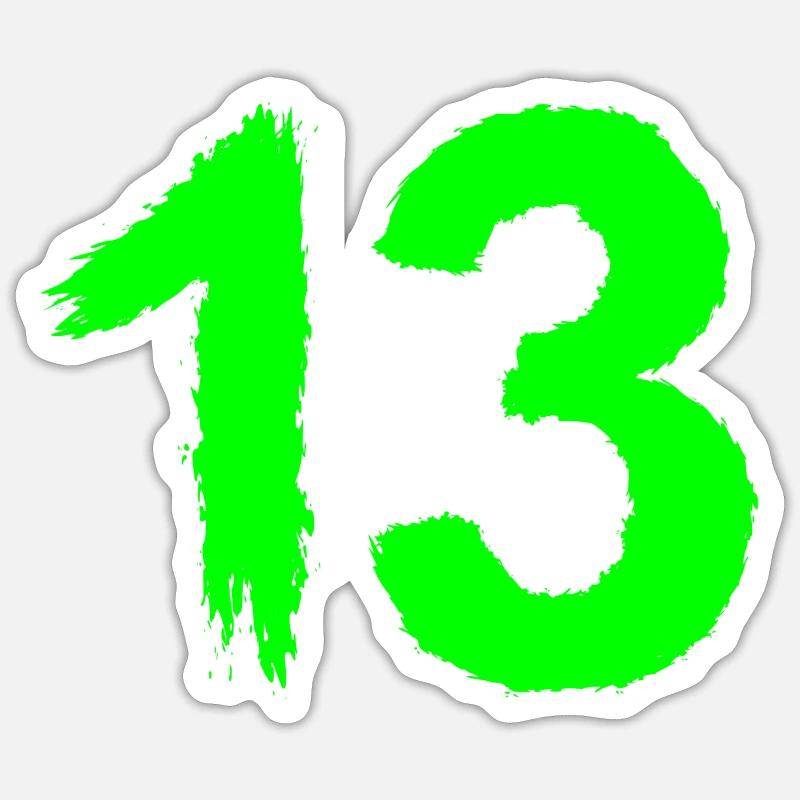 Numéro 13 Brosse de numéro préféré - Sticker taille S (10 x 10 cm) - blanc mat