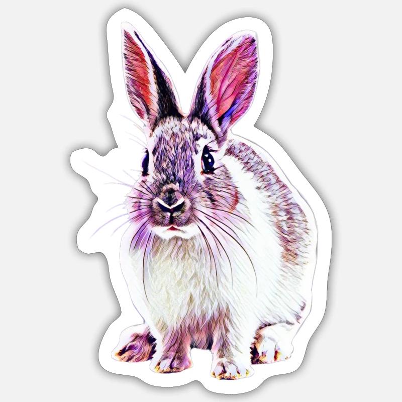 Lapin - Sticker taille S (10 x 10 cm) - blanc mat