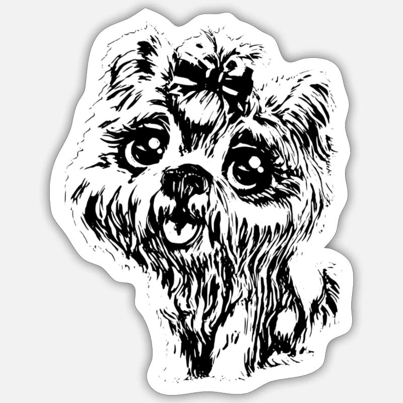 Yorkshire Terrier - Sticker taille S (10 x 10 cm) - blanc mat