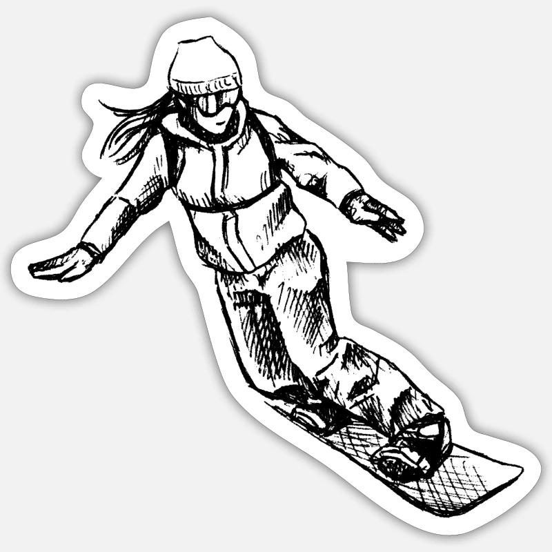 Snowboarder I - Sticker taille S (10 x 10 cm) - blanc mat