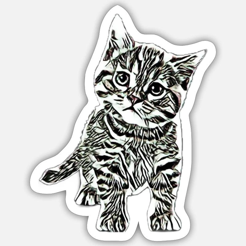 Chatons - Sticker taille S (10 x 10 cm) - blanc mat