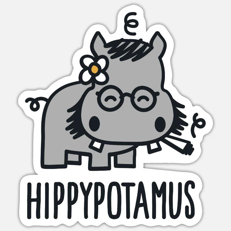 Hippypotamus - Sticker Größe S (10 x 10 cm) - Mattweiß