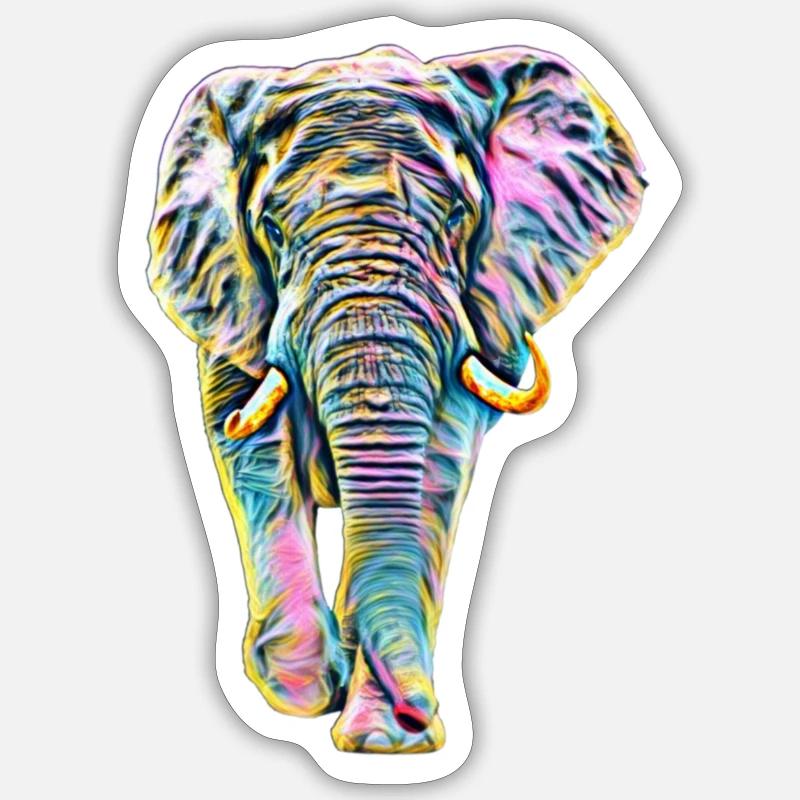 Éléphant - Sticker taille S (10 x 10 cm) - blanc mat