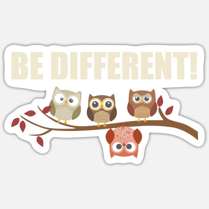 Be Different- Süße Eulen Sei Anders Geschenk-Idee Sticker Größe S (10 x 10 cm)