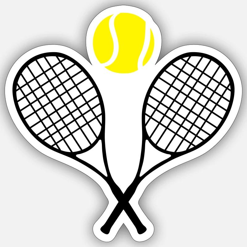 Tennis racket and ball (cheap!) 2 colors - Sticker taille S (10 x 10 cm) - blanc mat